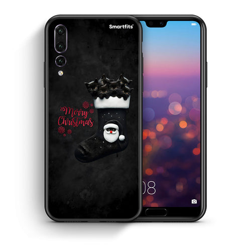 Θήκη Huawei P20 Pro Merry Cat Christmas από τη Smartfits με σχέδιο στο πίσω μέρος και μαύρο περίβλημα | Huawei P20 Pro Merry Cat Christmas case with colorful back and black bezels