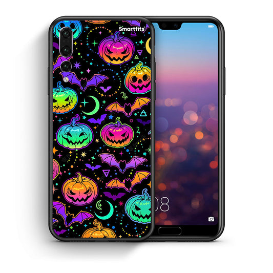 Θήκη Huawei P20 Pro Neon Halloween από τη Smartfits με σχέδιο στο πίσω μέρος και μαύρο περίβλημα | Huawei P20 Pro Neon Halloween case with colorful back and black bezels