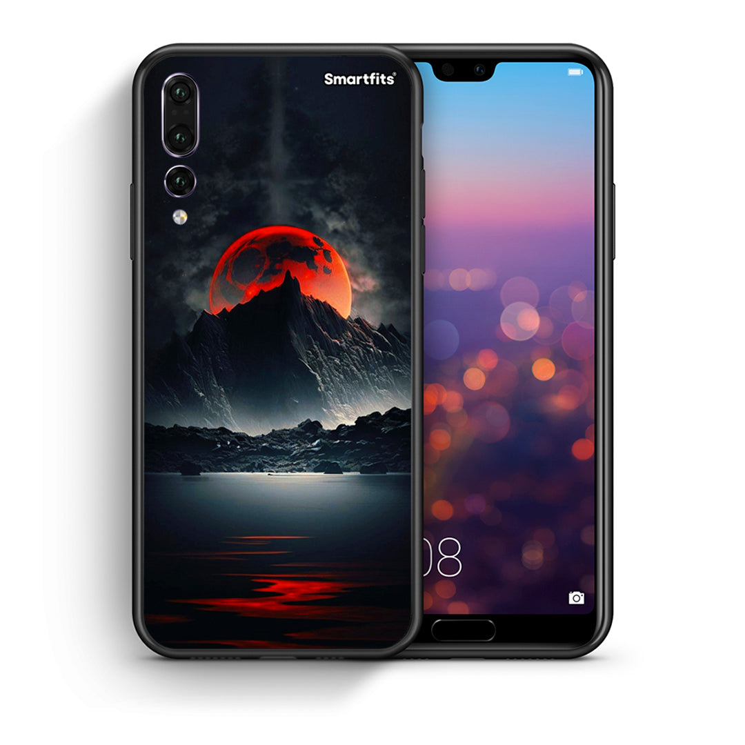 Θήκη Huawei P20 Pro Red Full Moon από τη Smartfits με σχέδιο στο πίσω μέρος και μαύρο περίβλημα | Huawei P20 Pro Red Full Moon case with colorful back and black bezels
