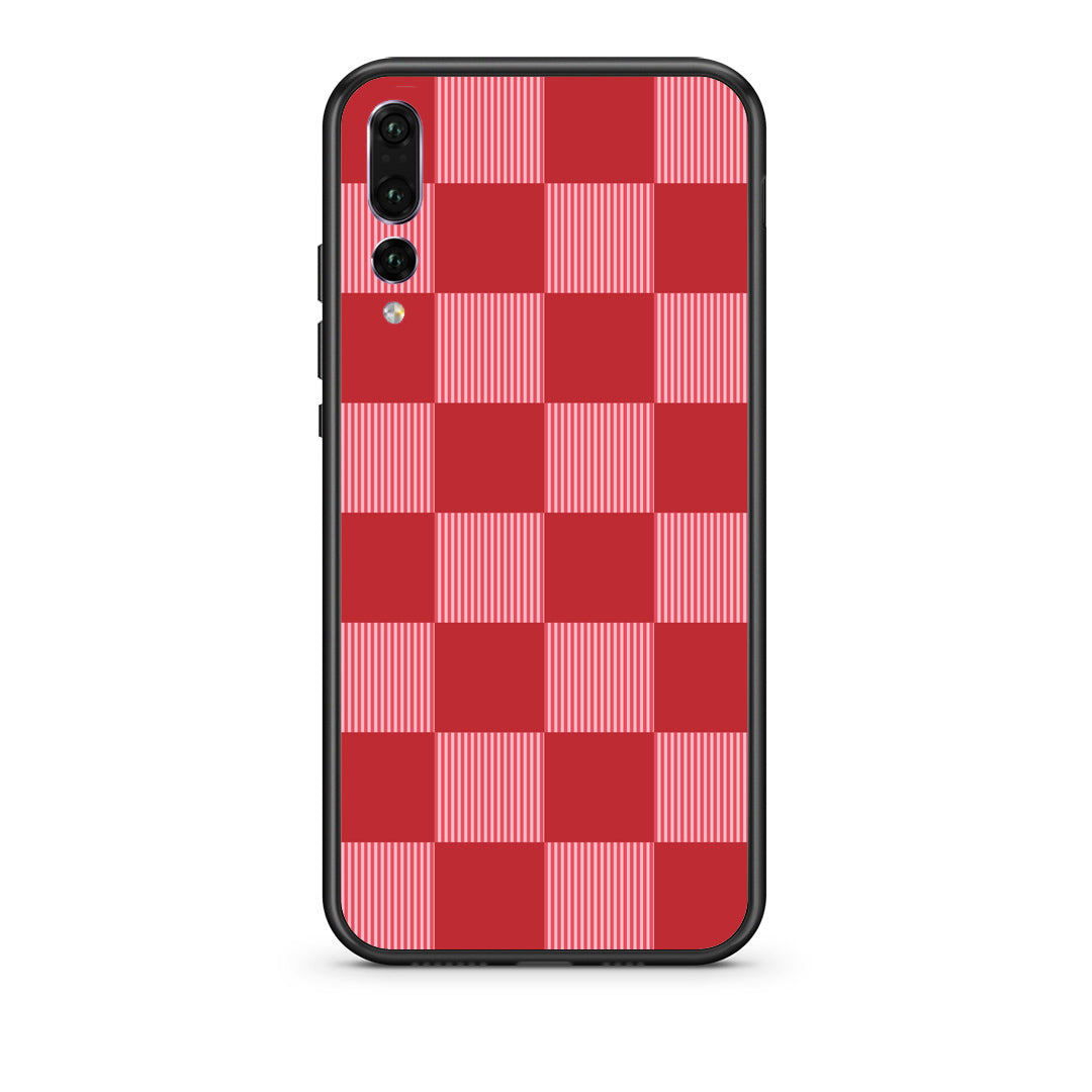 Θήκη Huawei P20 Pro Red and Pink Striped Checks από τη Smartfits με σχέδιο στο πίσω μέρος και μαύρο περίβλημα | Huawei P20 Pro Red and Pink Striped Checks case with colorful back and black bezels