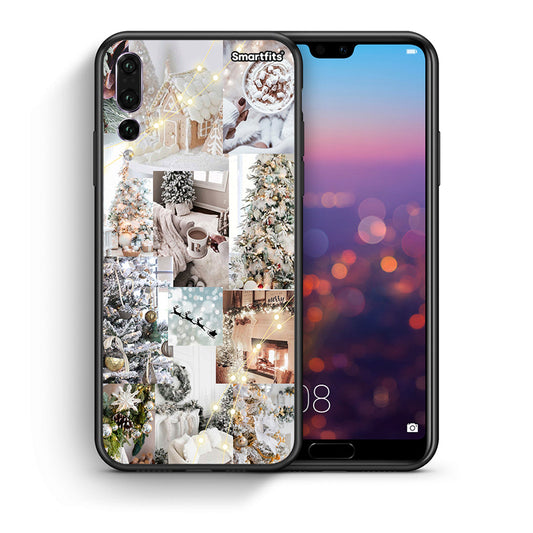 Θήκη Huawei P20 Pro White Christmas από τη Smartfits με σχέδιο στο πίσω μέρος και μαύρο περίβλημα | Huawei P20 Pro White Christmas case with colorful back and black bezels