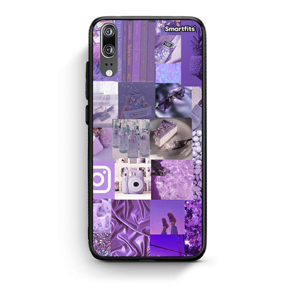 Huawei P20 Purple Aesthetic Collage θήκη από τη Smartfits με σχέδιο στο πίσω μέρος και μαύρο περίβλημα | Smartphone case with colorful back and black bezels by Smartfits