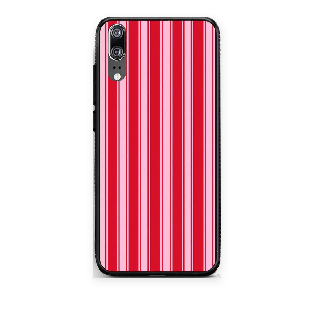Θήκη Huawei P20 Red and Pink Vertical Pinstripes από τη Smartfits με σχέδιο στο πίσω μέρος και μαύρο περίβλημα | Huawei P20 Red and Pink Vertical Pinstripes case with colorful back and black bezels