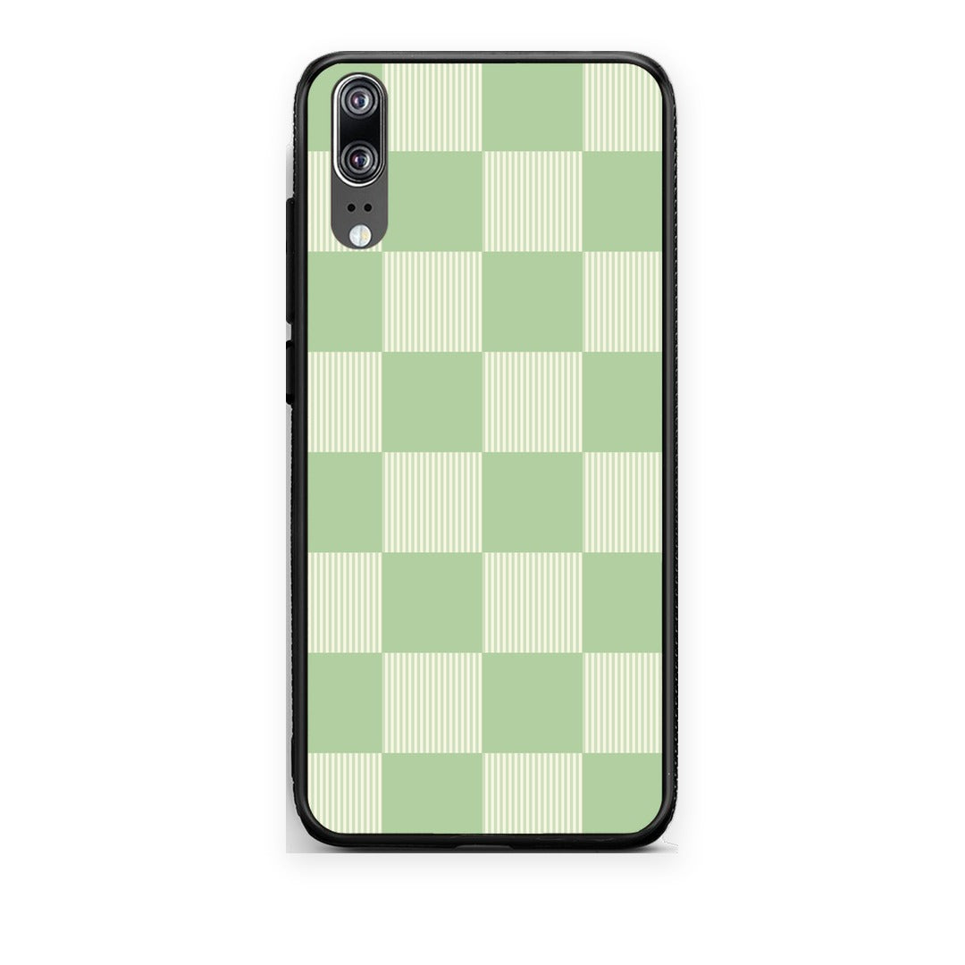Θήκη Huawei P20 Sage and Cream Striped Checks από τη Smartfits με σχέδιο στο πίσω μέρος και μαύρο περίβλημα | Huawei P20 Sage and Cream Striped Checks case with colorful back and black bezels