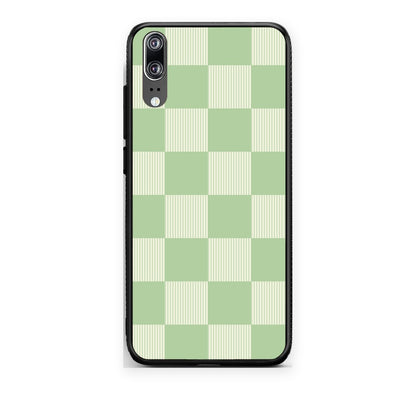 Θήκη Huawei P20 Sage and Cream Striped Checks από τη Smartfits με σχέδιο στο πίσω μέρος και μαύρο περίβλημα | Huawei P20 Sage and Cream Striped Checks case with colorful back and black bezels