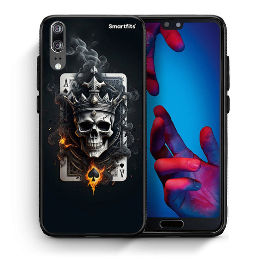 Θήκη Huawei P20 Skull King Ace από τη Smartfits με σχέδιο στο πίσω μέρος και μαύρο περίβλημα | Huawei P20 Skull King Ace case with colorful back and black bezels