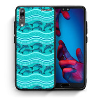 Thumbnail for Θήκη Huawei P20 Swimming Dolphins από τη Smartfits με σχέδιο στο πίσω μέρος και μαύρο περίβλημα | Huawei P20 Swimming Dolphins case with colorful back and black bezels