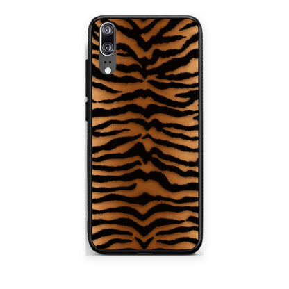 Θήκη Huawei P20 Tiger Print Orange and Black από τη Smartfits με σχέδιο στο πίσω μέρος και μαύρο περίβλημα | Huawei P20 Tiger Print Orange and Black case with colorful back and black bezels