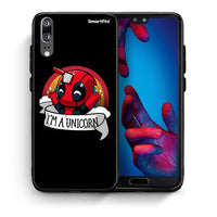 Thumbnail for Θήκη Huawei P20 Unicorn Deadpool από τη Smartfits με σχέδιο στο πίσω μέρος και μαύρο περίβλημα | Huawei P20 Unicorn Deadpool case with colorful back and black bezels