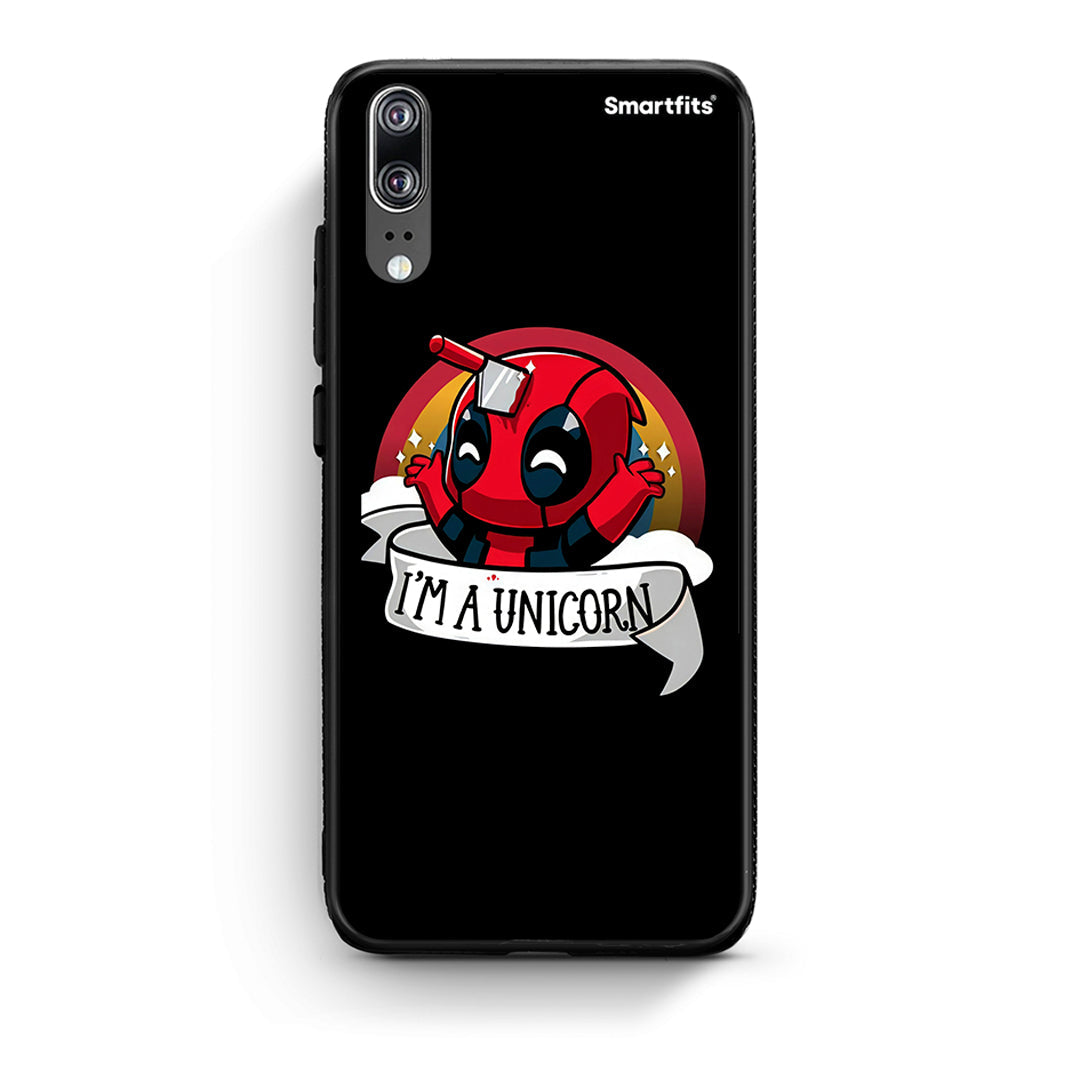 Huawei P20 Unicorn Deadpool θήκη από τη Smartfits με σχέδιο στο πίσω μέρος και μαύρο περίβλημα | Smartphone case with colorful back and black bezels by Smartfits