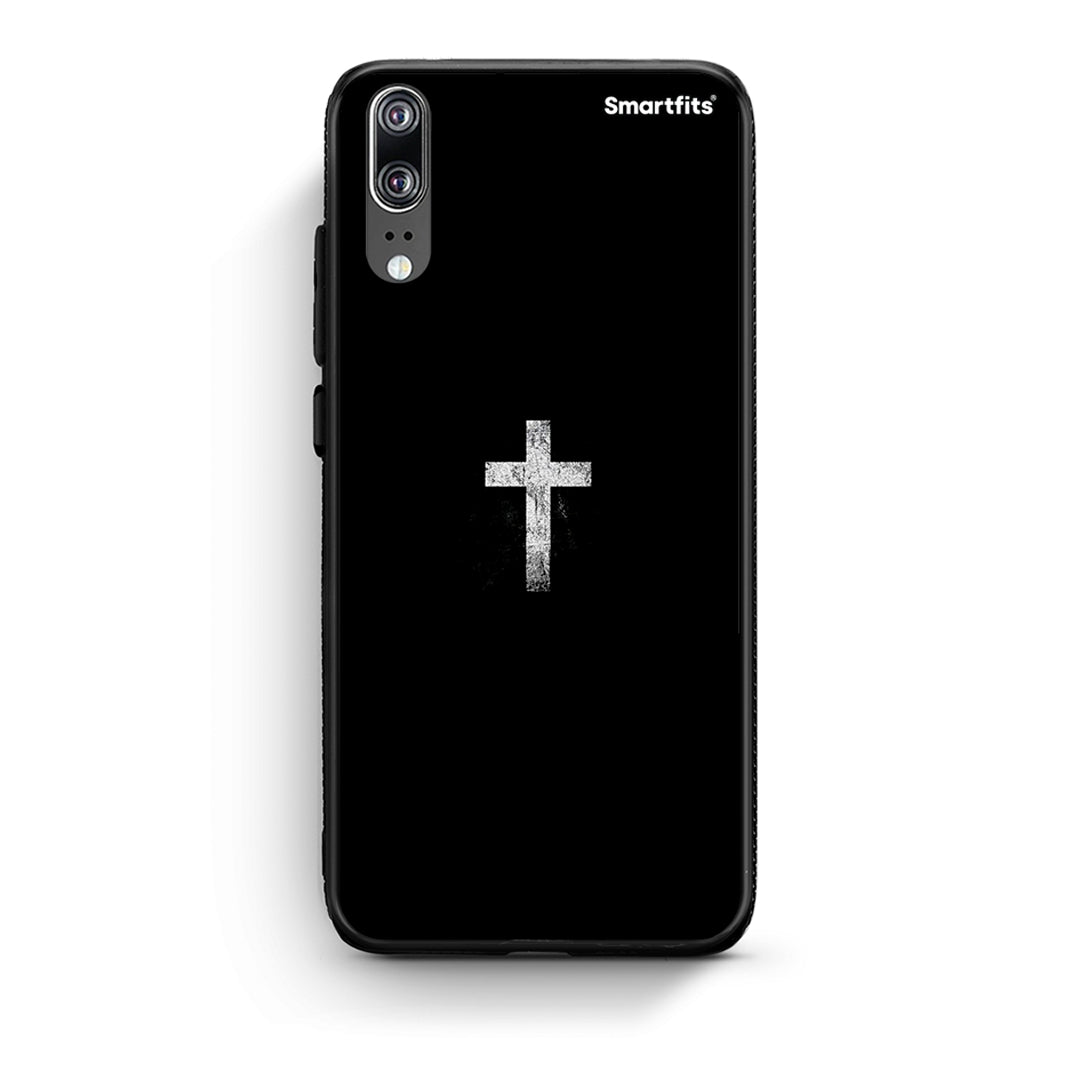 Huawei P20 White Cross θήκη από τη Smartfits με σχέδιο στο πίσω μέρος και μαύρο περίβλημα | Smartphone case with colorful back and black bezels by Smartfits