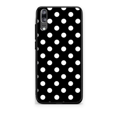 Θήκη Huawei P20 White Polka Dots on Black από τη Smartfits με σχέδιο στο πίσω μέρος και μαύρο περίβλημα | Huawei P20 White Polka Dots on Black case with colorful back and black bezels