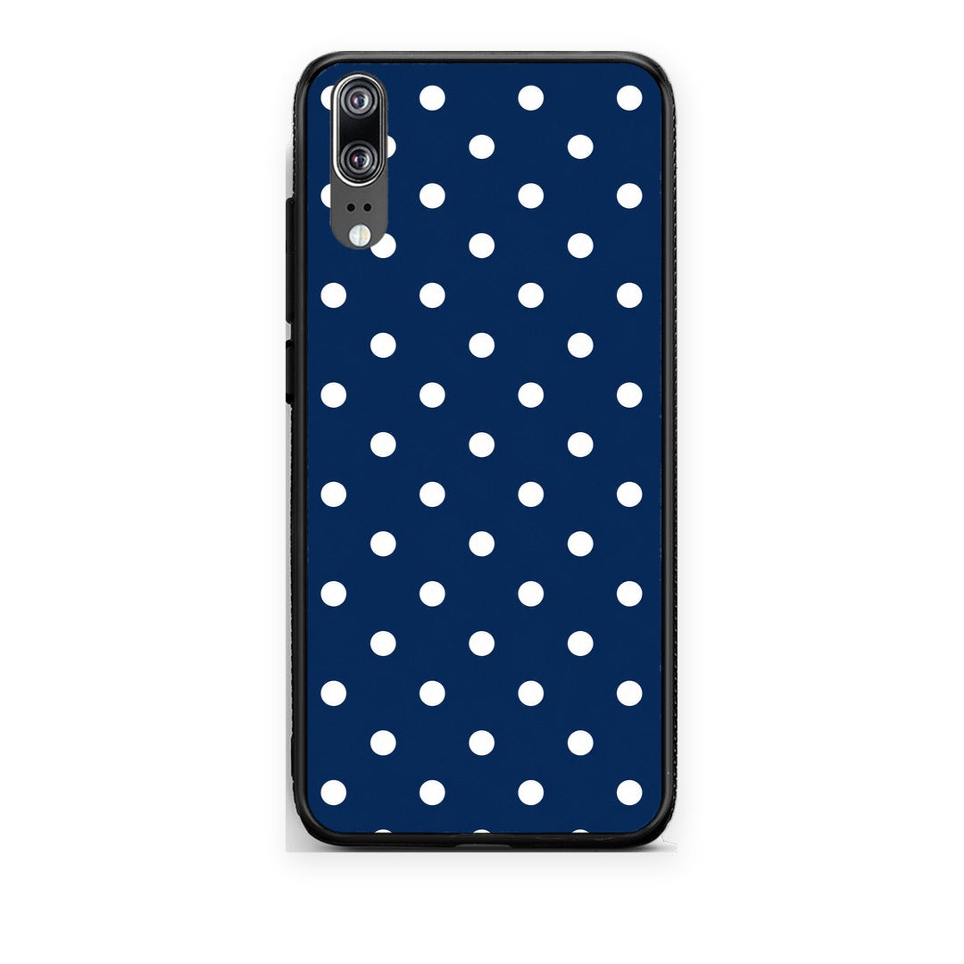 Θήκη Huawei P20 White Small Polka Dots on Navy από τη Smartfits με σχέδιο στο πίσω μέρος και μαύρο περίβλημα | Huawei P20 White Small Polka Dots on Navy case with colorful back and black bezels