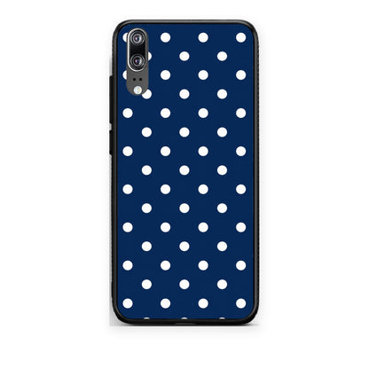 Θήκη Huawei P20 White Small Polka Dots on Navy από τη Smartfits με σχέδιο στο πίσω μέρος και μαύρο περίβλημα | Huawei P20 White Small Polka Dots on Navy case with colorful back and black bezels