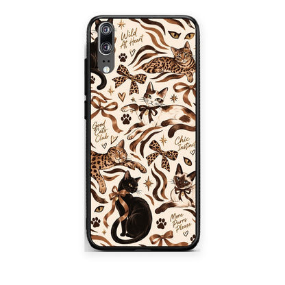 Θήκη Huawei P20 Wild Cats and Animal Print Collage από τη Smartfits με σχέδιο στο πίσω μέρος και μαύρο περίβλημα | Huawei P20 Wild Cats and Animal Print Collage case with colorful back and black bezels
