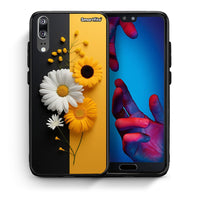 Thumbnail for Θήκη Huawei P20 Yellow Daisies από τη Smartfits με σχέδιο στο πίσω μέρος και μαύρο περίβλημα | Huawei P20 Yellow Daisies case with colorful back and black bezels