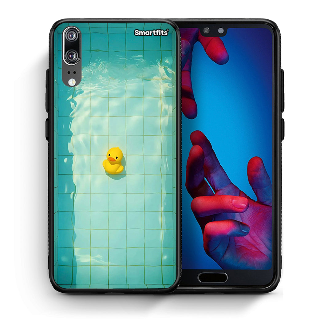 Θήκη Huawei P20 Yellow Duck από τη Smartfits με σχέδιο στο πίσω μέρος και μαύρο περίβλημα | Huawei P20 Yellow Duck case with colorful back and black bezels