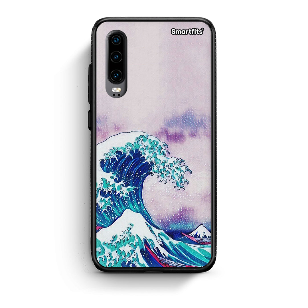 Huawei P30 Blue Waves θήκη από τη Smartfits με σχέδιο στο πίσω μέρος και μαύρο περίβλημα | Smartphone case with colorful back and black bezels by Smartfits