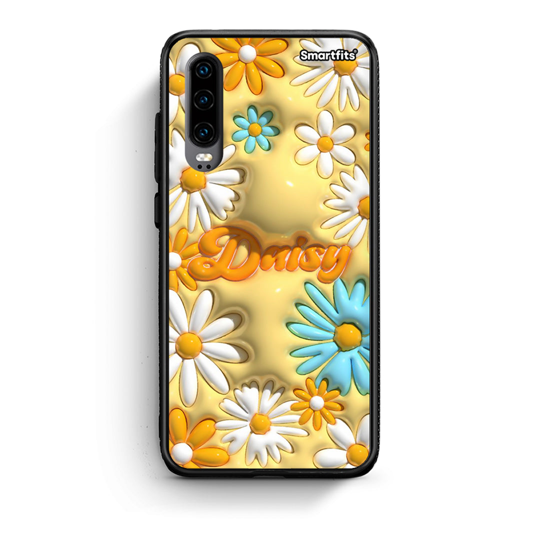 Huawei P30 Bubble Daisies θήκη από τη Smartfits με σχέδιο στο πίσω μέρος και μαύρο περίβλημα | Smartphone case with colorful back and black bezels by Smartfits