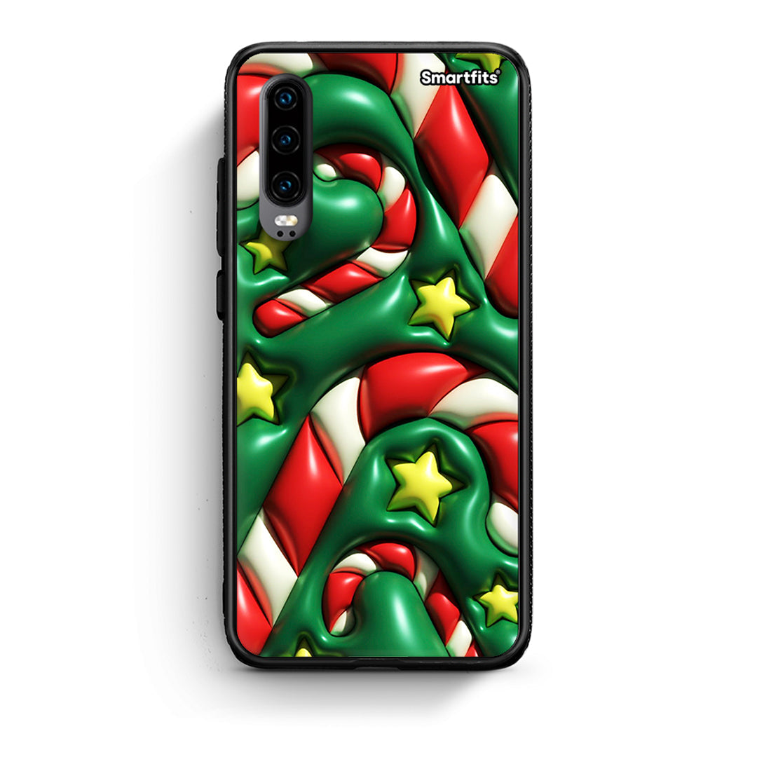 Huawei P30 Christmas Bubbles θήκη από τη Smartfits με σχέδιο στο πίσω μέρος και μαύρο περίβλημα | Smartphone case with colorful back and black bezels by Smartfits