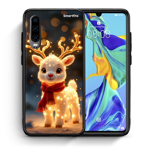 Θήκη Huawei P30 Christmas Cutie από τη Smartfits με σχέδιο στο πίσω μέρος και μαύρο περίβλημα | Huawei P30 Christmas Cutie case with colorful back and black bezels