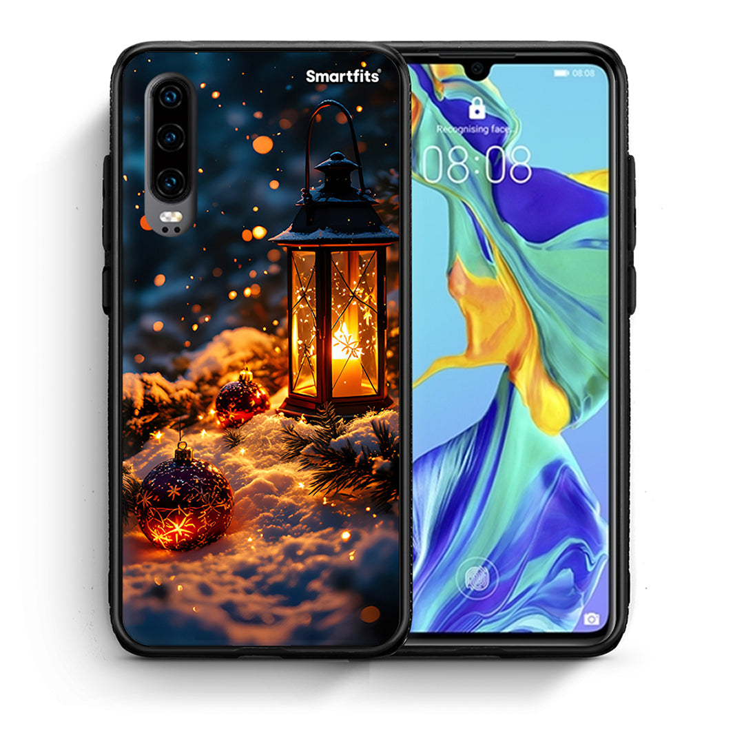 Θήκη Huawei P30 Christmas Ornaments από τη Smartfits με σχέδιο στο πίσω μέρος και μαύρο περίβλημα | Huawei P30 Christmas Ornaments case with colorful back and black bezels