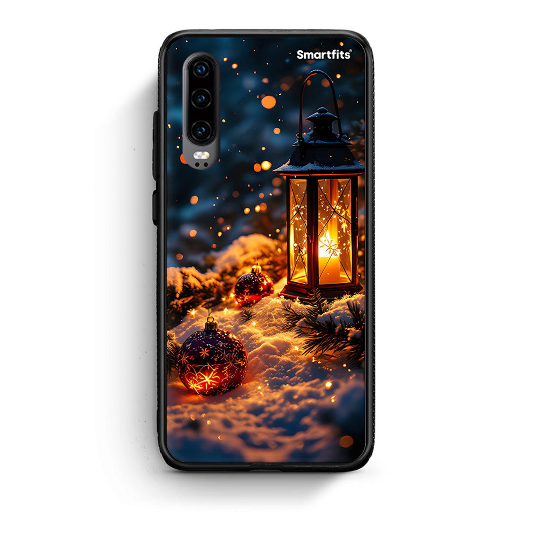Huawei P30 Christmas Ornaments θήκη από τη Smartfits με σχέδιο στο πίσω μέρος και μαύρο περίβλημα | Smartphone case with colorful back and black bezels by Smartfits
