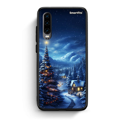 Huawei P30 Christmas Scenery θήκη από τη Smartfits με σχέδιο στο πίσω μέρος και μαύρο περίβλημα | Smartphone case with colorful back and black bezels by Smartfits