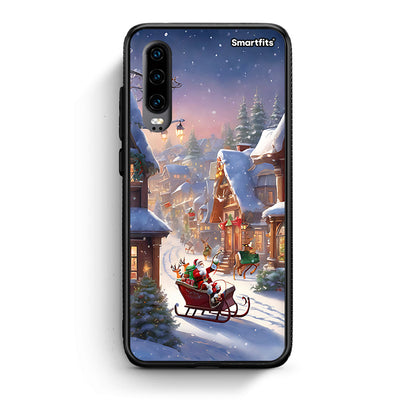Huawei P30 Christmas Snow θήκη από τη Smartfits με σχέδιο στο πίσω μέρος και μαύρο περίβλημα | Smartphone case with colorful back and black bezels by Smartfits
