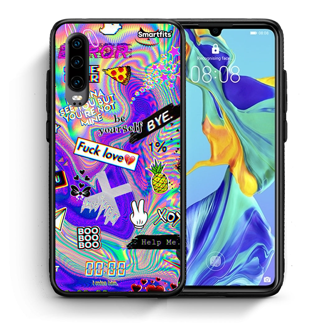 Θήκη Huawei P30 Game Over από τη Smartfits με σχέδιο στο πίσω μέρος και μαύρο περίβλημα | Huawei P30 Game Over case with colorful back and black bezels