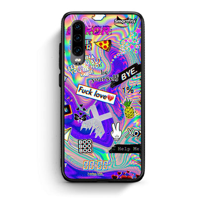 Huawei P30 Game Over θήκη από τη Smartfits με σχέδιο στο πίσω μέρος και μαύρο περίβλημα | Smartphone case with colorful back and black bezels by Smartfits