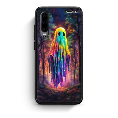 Huawei P30 Halloween Ghost θήκη από τη Smartfits με σχέδιο στο πίσω μέρος και μαύρο περίβλημα | Smartphone case with colorful back and black bezels by Smartfits