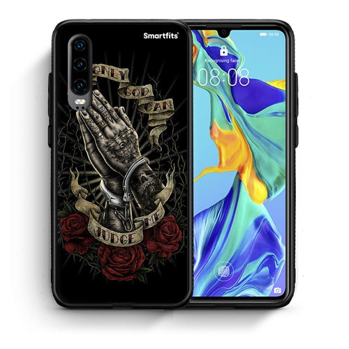 Θήκη Huawei P30 Judge By God από τη Smartfits με σχέδιο στο πίσω μέρος και μαύρο περίβλημα | Huawei P30 Judge By God case with colorful back and black bezels