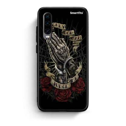 Huawei P30 Judge By God θήκη από τη Smartfits με σχέδιο στο πίσω μέρος και μαύρο περίβλημα | Smartphone case with colorful back and black bezels by Smartfits