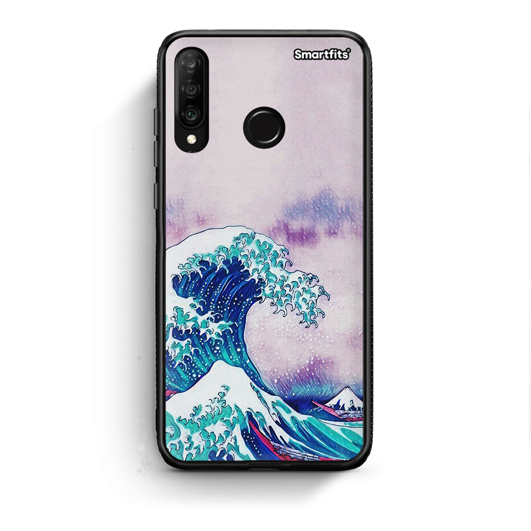 Huawei P30 Lite Blue Waves θήκη από τη Smartfits με σχέδιο στο πίσω μέρος και μαύρο περίβλημα | Smartphone case with colorful back and black bezels by Smartfits