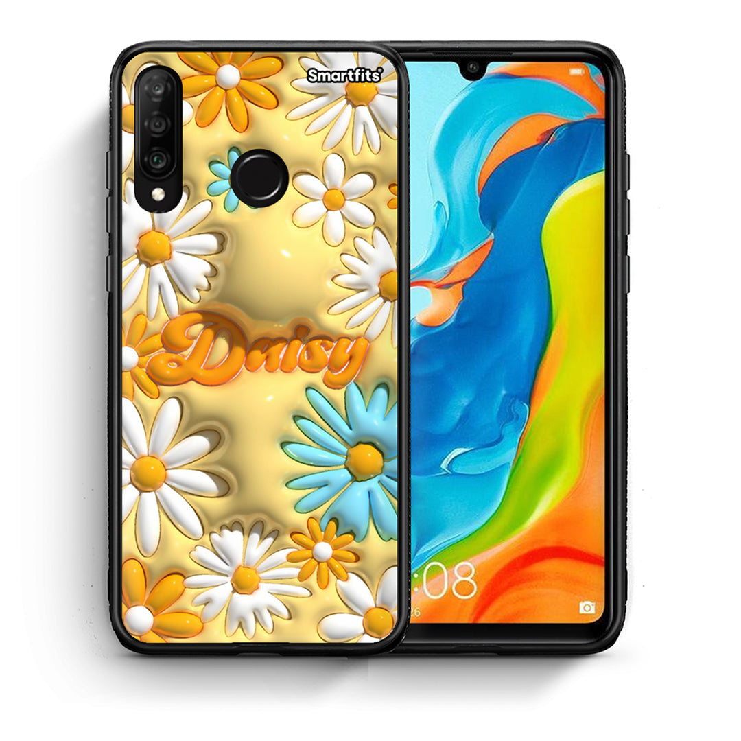 Θήκη Huawei P30 Lite Bubble Daisies από τη Smartfits με σχέδιο στο πίσω μέρος και μαύρο περίβλημα | Huawei P30 Lite Bubble Daisies case with colorful back and black bezels