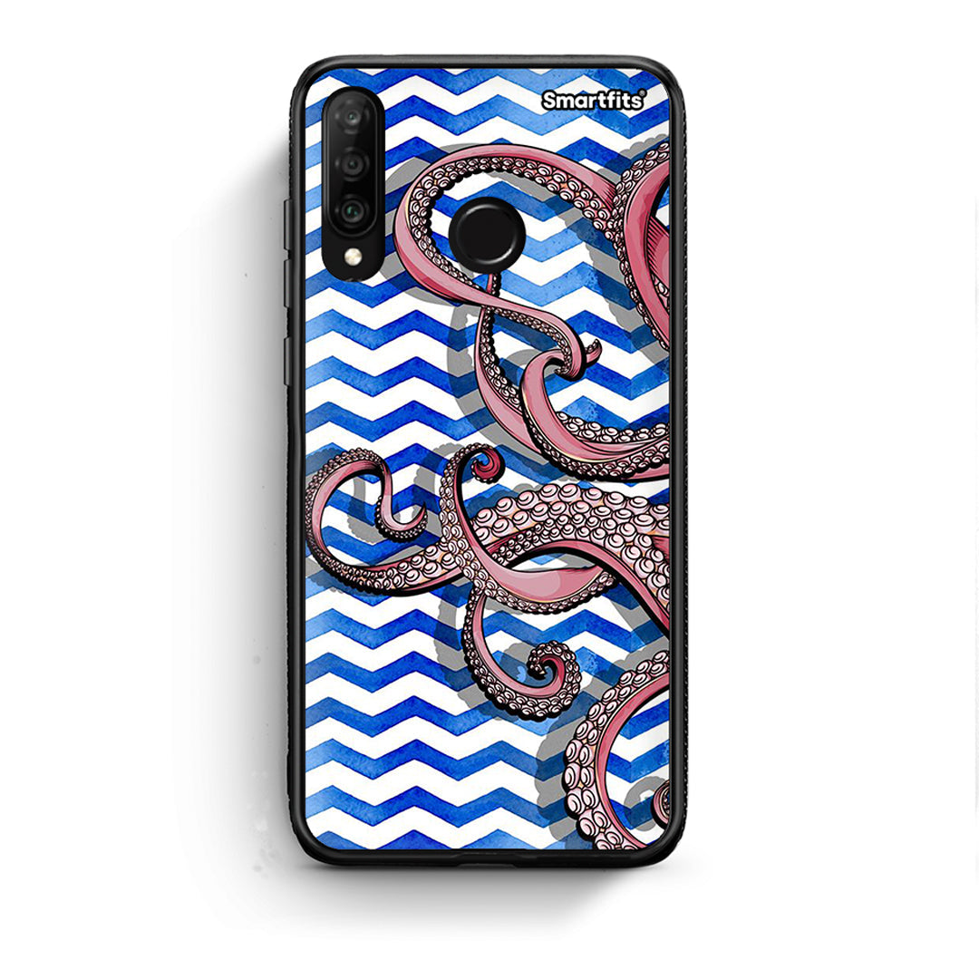 Huawei P30 Lite Chevron Devilfish θήκη από τη Smartfits με σχέδιο στο πίσω μέρος και μαύρο περίβλημα | Smartphone case with colorful back and black bezels by Smartfits