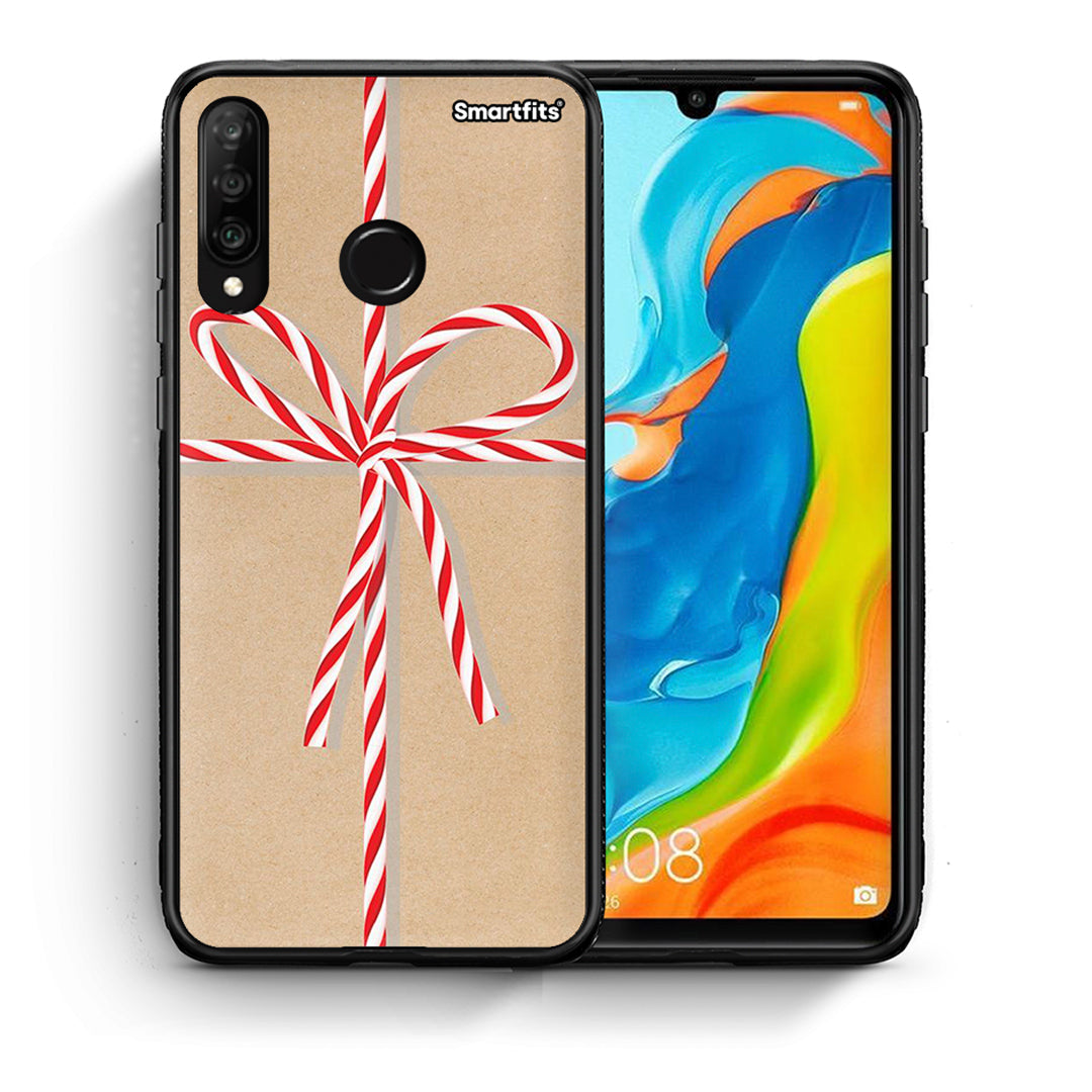 Θήκη Huawei P30 Lite Christmas Gift από τη Smartfits με σχέδιο στο πίσω μέρος και μαύρο περίβλημα | Huawei P30 Lite Christmas Gift case with colorful back and black bezels