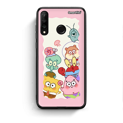 Huawei P30 Lite Cute Companion θήκη από τη Smartfits με σχέδιο στο πίσω μέρος και μαύρο περίβλημα | Smartphone case with colorful back and black bezels by Smartfits