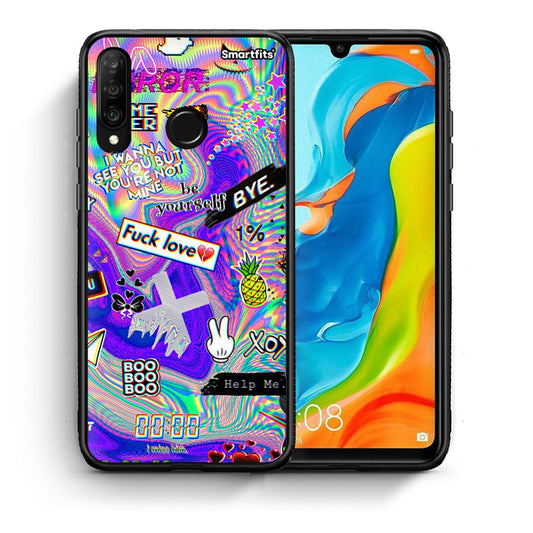 Θήκη Huawei P30 Lite Game Over από τη Smartfits με σχέδιο στο πίσω μέρος και μαύρο περίβλημα | Huawei P30 Lite Game Over case with colorful back and black bezels