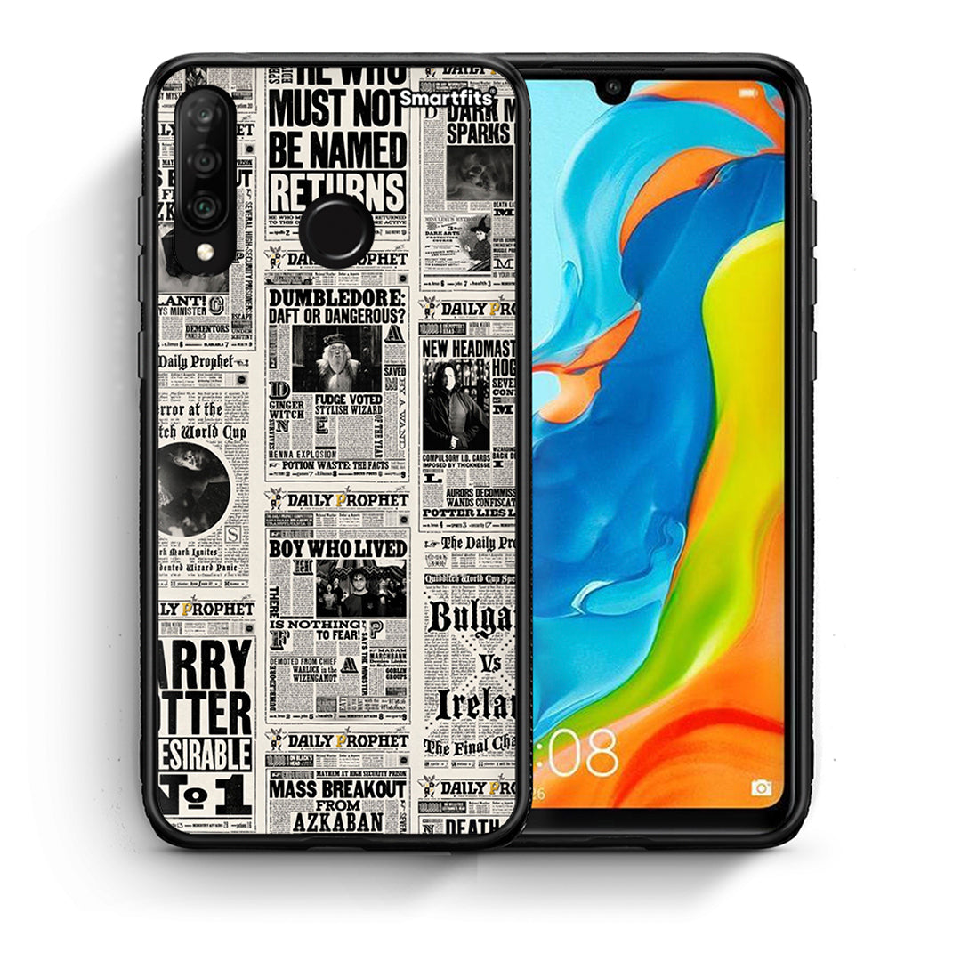 Θήκη Huawei P30 Lite Harry Paper από τη Smartfits με σχέδιο στο πίσω μέρος και μαύρο περίβλημα | Huawei P30 Lite Harry Paper case with colorful back and black bezels