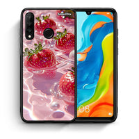 Thumbnail for Θήκη Huawei P30 Lite Juicy Strawberries από τη Smartfits με σχέδιο στο πίσω μέρος και μαύρο περίβλημα | Huawei P30 Lite Juicy Strawberries case with colorful back and black bezels