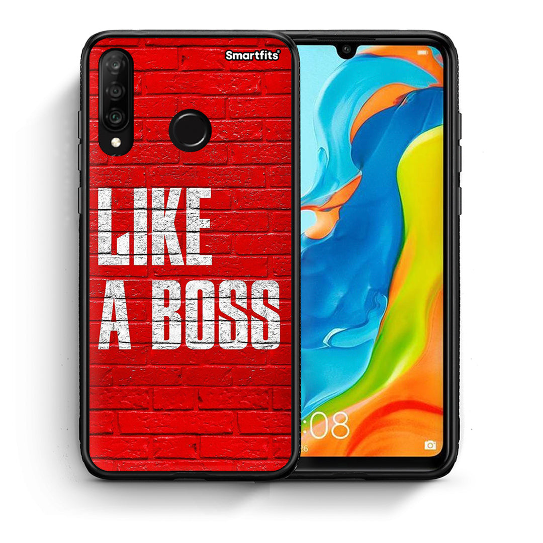 Θήκη Huawei P30 Lite Like A Boss από τη Smartfits με σχέδιο στο πίσω μέρος και μαύρο περίβλημα | Huawei P30 Lite Like A Boss case with colorful back and black bezels