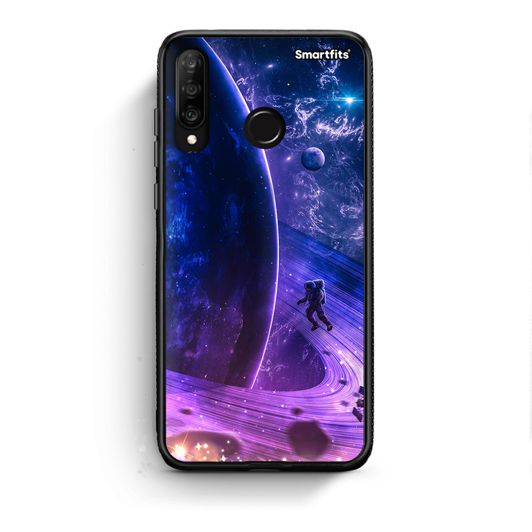 Huawei P30 Lite Lost Astronaut θήκη από τη Smartfits με σχέδιο στο πίσω μέρος και μαύρο περίβλημα | Smartphone case with colorful back and black bezels by Smartfits