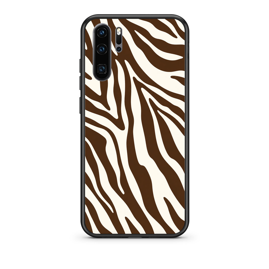 Θήκη Huawei P30 Pro Brown and Cream Zebra Stripes από τη Smartfits με σχέδιο στο πίσω μέρος και μαύρο περίβλημα | Huawei P30 Pro Brown and Cream Zebra Stripes case with colorful back and black bezels