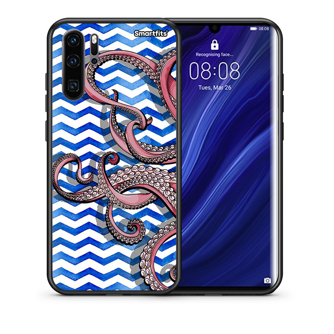 Θήκη Huawei P30 Pro Chevron Devilfish από τη Smartfits με σχέδιο στο πίσω μέρος και μαύρο περίβλημα | Huawei P30 Pro Chevron Devilfish case with colorful back and black bezels