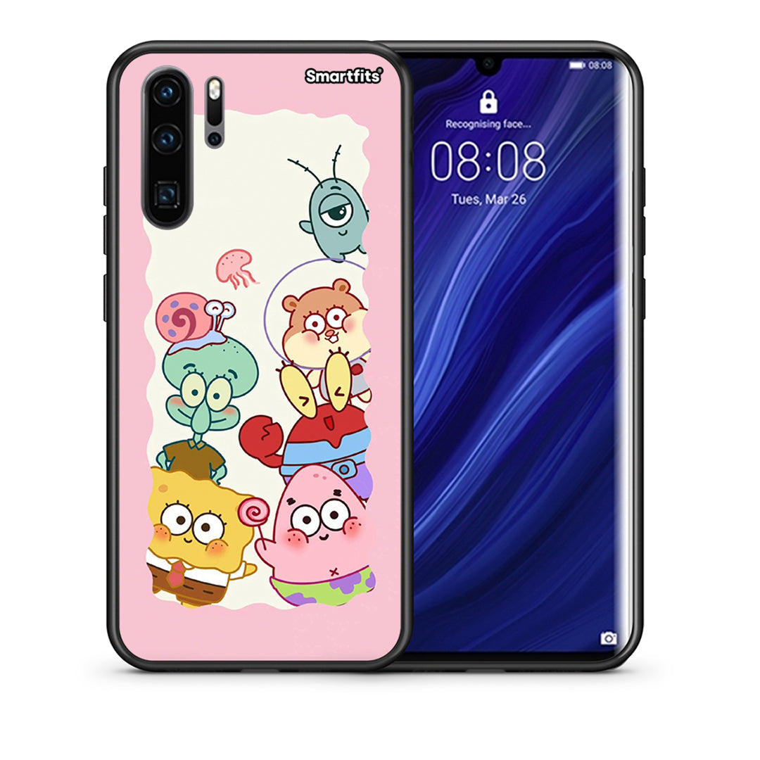 Θήκη Huawei P30 Pro Cute Companion από τη Smartfits με σχέδιο στο πίσω μέρος και μαύρο περίβλημα | Huawei P30 Pro Cute Companion case with colorful back and black bezels