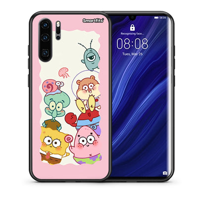 Θήκη Huawei P30 Pro Cute Companion από τη Smartfits με σχέδιο στο πίσω μέρος και μαύρο περίβλημα | Huawei P30 Pro Cute Companion case with colorful back and black bezels