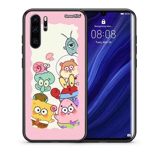 Θήκη Huawei P30 Pro Cute Companion από τη Smartfits με σχέδιο στο πίσω μέρος και μαύρο περίβλημα | Huawei P30 Pro Cute Companion case with colorful back and black bezels