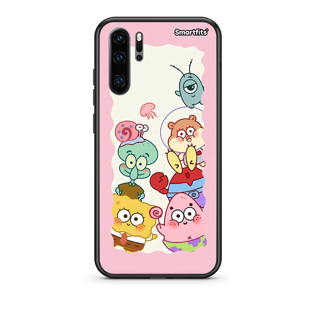 Huawei P30 Pro Cute Companion θήκη από τη Smartfits με σχέδιο στο πίσω μέρος και μαύρο περίβλημα | Smartphone case with colorful back and black bezels by Smartfits